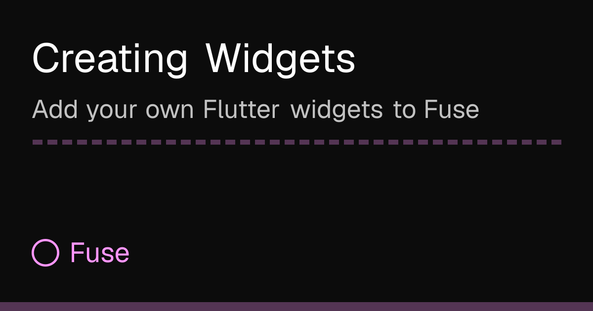 Creating Widgets